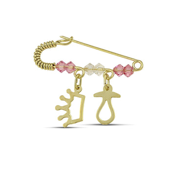 Χρυσή παραμάνα Κ14 για κορίτσι με κορώνα